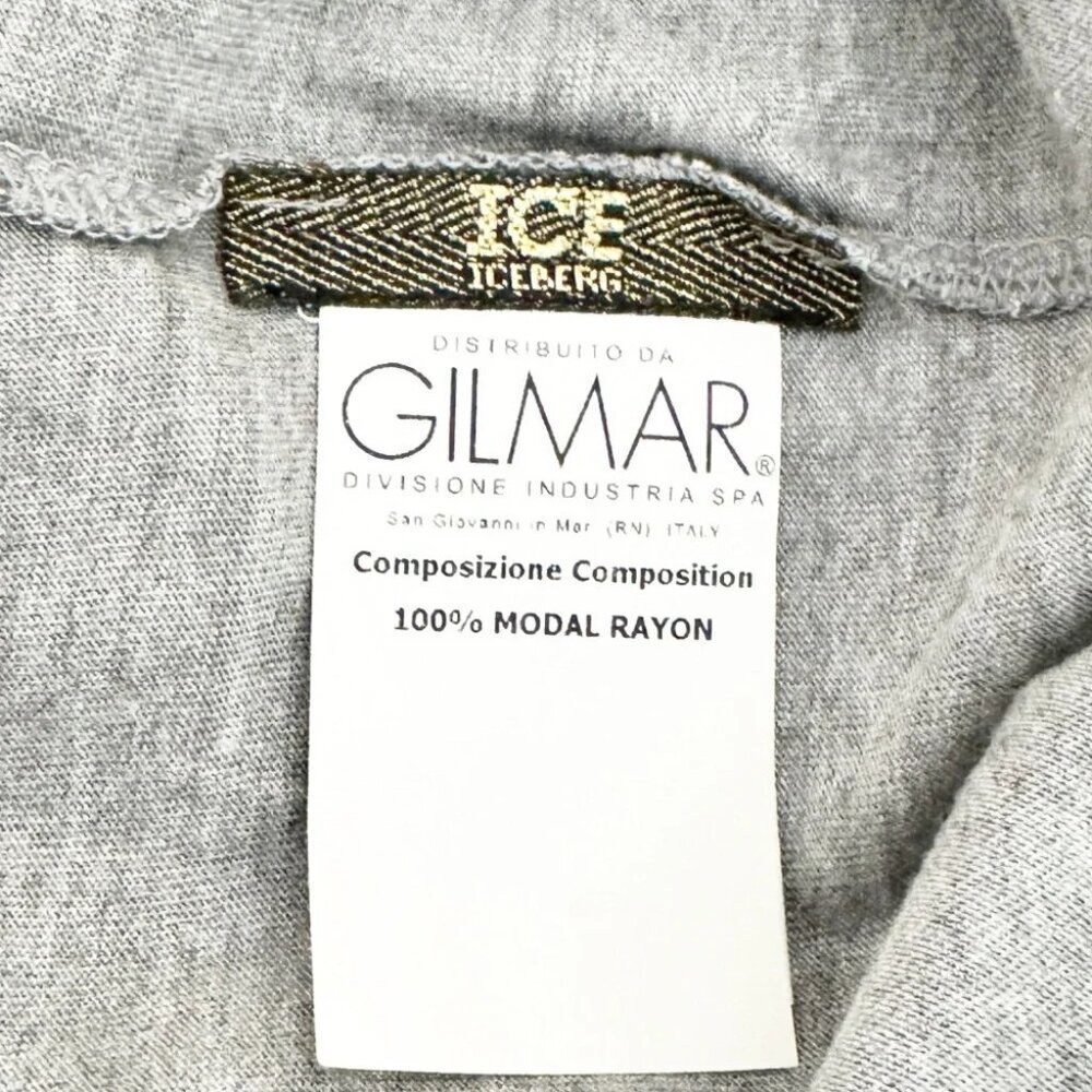 NWT Iceberg long sleeve turtleneck shirt size Large grey with black logo print - Picture 5 of 11